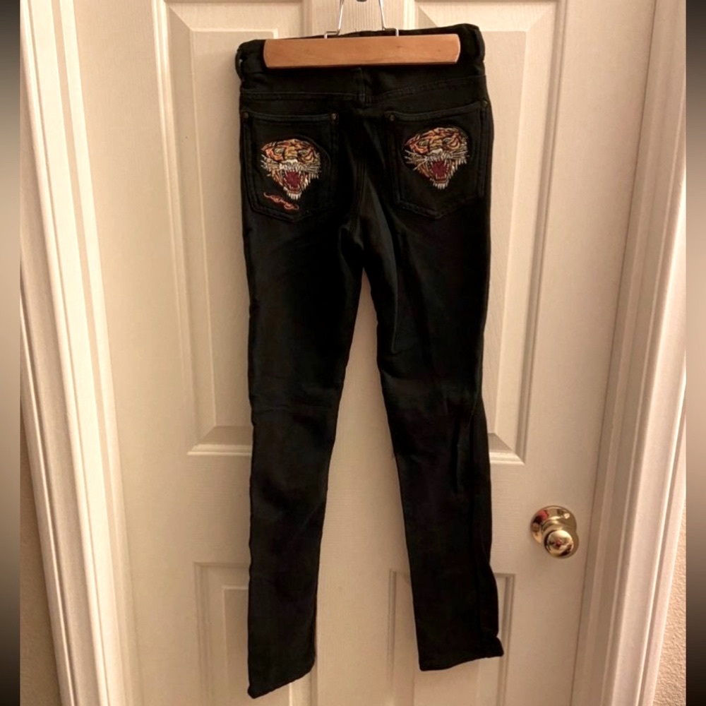 Ed Hardy Black Tiger Stretch  Slim Skinny Pants for girls XL